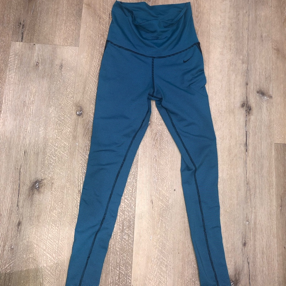 NIKE DRI-FIT LEGGINGS BLUE AND BLACK WOMENS XS